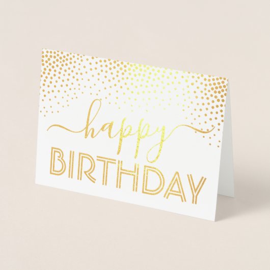 Carte Dorée Joyeux Anniversaire Élégant Script Kraft & Silver  (Devant)