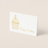 Carte Dorée Joyeux Anniversaire Frosted Cupcake Sprinkles Boug (Devant)