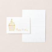 Carte Dorée Joyeux Anniversaire Frosted Cupcake Sprinkles Boug (Affichage)
