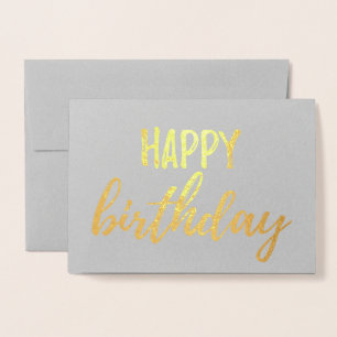Carte Dorée Joyeux Anniversaire Gold Foil brosse gris brosse