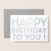 Carte Dorée "Joyeux Anniversaire!" Intérieur vide (Devant avec enveloppe)