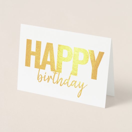 Carte Dorée Joyeux Anniversaire Moderne Brush Photo Script (Devant)