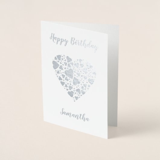 Carte Dorée Joyeux anniversaire personnalisé Argent (Devant)