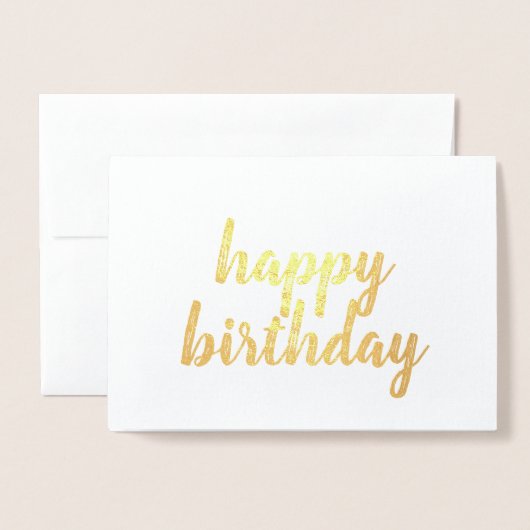 Carte Dorée Joyeux anniversaire simple calligraphie Gold Foil (Devant avec enveloppe)