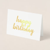 Carte Dorée Joyeux anniversaire simple calligraphie Gold Foil (Devant)