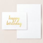 Carte Dorée Joyeux anniversaire simple calligraphie Gold Foil (Affichage)