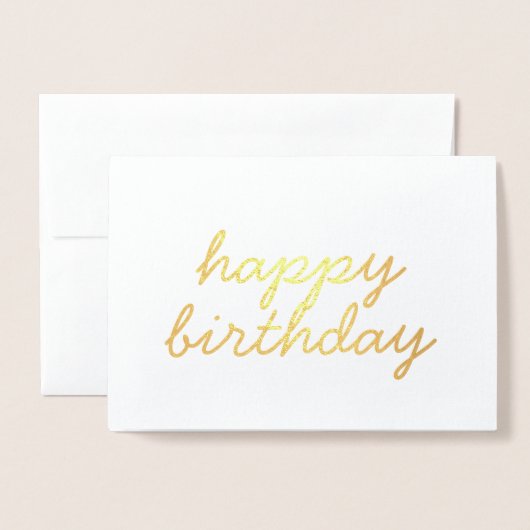 Carte Dorée Joyeux anniversaire simple calligraphie Gold Foil (Devant avec enveloppe)