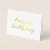 Carte Dorée Joyeux anniversaire simple calligraphie Gold Foil (Devant)