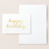 Carte Dorée Joyeux anniversaire simple calligraphie Gold Foil (Affichage)