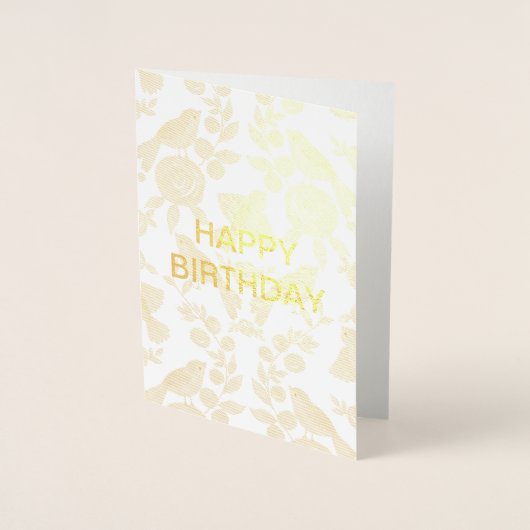 Carte Dorée Joyeux Birthday Bird design (Devant)