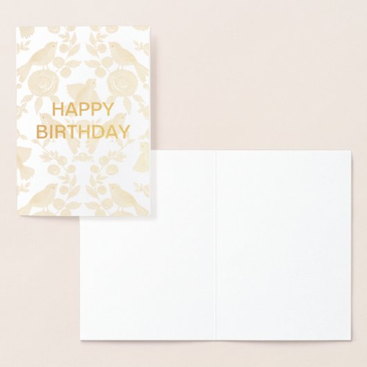 Carte Dorée Joyeux Birthday Bird design (Affichage)