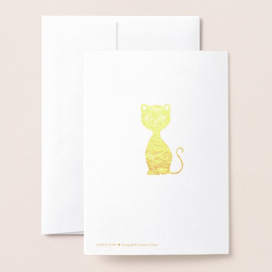 Carte Dorée Joyeux Chat d'Anniversaire Golden (Derrière avec enveloppe)
