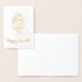 Carte Dorée Joyeux Diwali Texte avec Ganesh & Aum Foil Line Ar (Affichage)