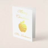 Carte Dorée Joyeux enseignant de Noël (Devant)