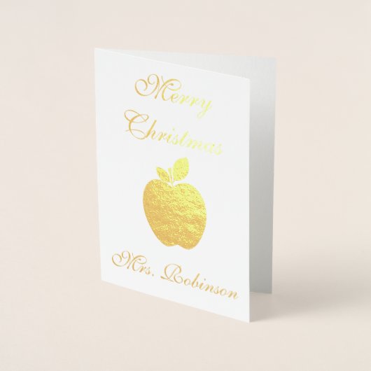 Carte Dorée Joyeux enseignant de Noël (Devant)