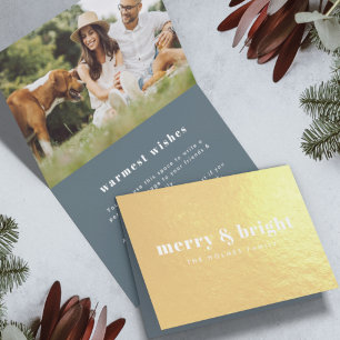 Carte Dorée Joyeux et lumineux Design moderne Photo Xmas Gol