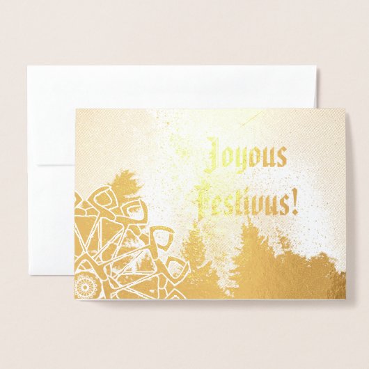 Carte Dorée Joyeux Festivus Quest on Real (Devant avec enveloppe)