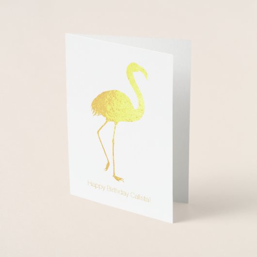 Carte Dorée Joyeux Flamant rose rose (Devant)