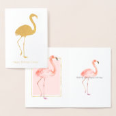 Carte Dorée Joyeux Flamant rose rose (Affichage)