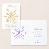 Carte Dorée Joyeux flocon de neige de Noël (Affichage)