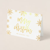 Carte Dorée Joyeux flocon de neige de Noël | Photo Holiday Gol (Devant)