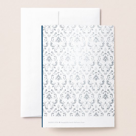 Carte Dorée Joyeux Hanoukka Menorah Vacances Real Argent (Derrière avec enveloppe)