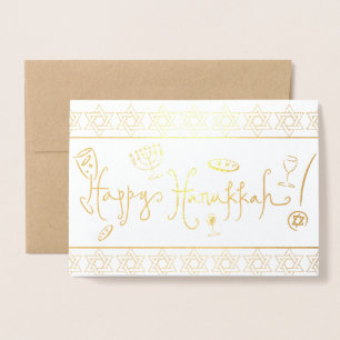 Carte Dorée Joyeux Hanukka
