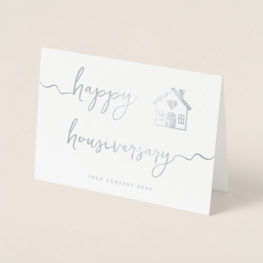 Carte Dorée Joyeux Housiversaire écriture feuille d'argent (Devant)