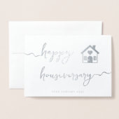 Carte Dorée Joyeux Housiversaire écriture feuille d'argent (Devant avec enveloppe)