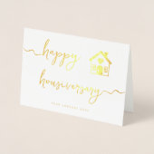 Carte Dorée Joyeux Housiversaire écriture feuille d'or (Devant)
