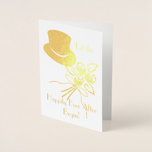 Carte Dorée Joyeux Jour après les fêtes Mariages Gold/Silver (Devant)