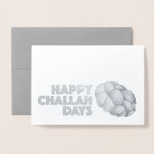 Carte Dorée Joyeux Jours de Challah Pain de Fête Hanoukka Chan (Devant avec enveloppe)