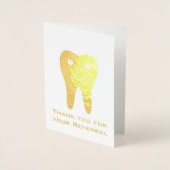 Carte Dorée Joyeux Merci dentaire pour votre recommandation (Devant)