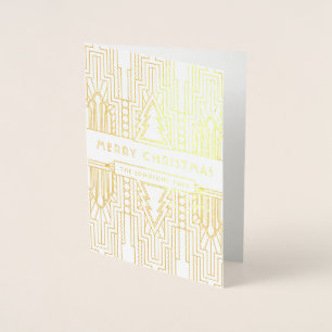 Carte Dorée Joyeux Noël Accueil personnalisé Art Déco Noël
