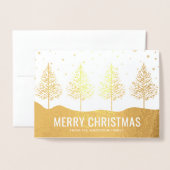 Carte Dorée Joyeux Noël Arbres Vacances Photo Gold Foil (Devant avec enveloppe)