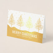 Carte Dorée Joyeux Noël Arbres Vacances Photo Gold Foil (Devant)