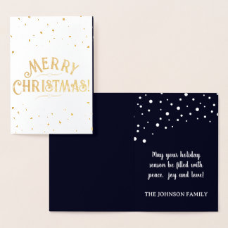 Carte Dorée Joyeux Noël bleu foncé élégant Or/Argent 