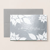 Carte Dorée Joyeux Noël. Cadre Poinsettia Luxe (Devant avec enveloppe)