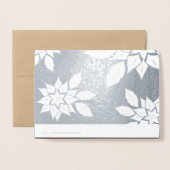 Carte Dorée Joyeux Noël. Cadre Poinsettia Luxe (Derrière avec enveloppe)