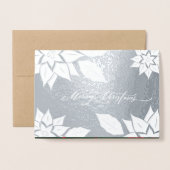 Carte Dorée Joyeux Noël. Cadre Poinsettia Luxe (Devant avec enveloppe)