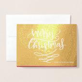Carte Dorée Joyeux Noël chic script de calligraphie moderne (Devant avec enveloppe)