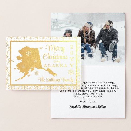 Carte Dorée Joyeux Noël de Alaska State | Photo (Affichage)