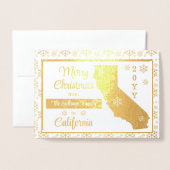 Carte Dorée Joyeux Noël de California State | Photo (Devant avec enveloppe)