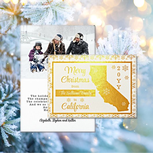 Carte Dorée Joyeux Noël de California State | Photo