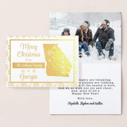 Carte Dorée Joyeux Noël de Georgia State | Photo (Affichage)