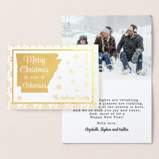 Carte Dorée Joyeux Noël de l'Arkansas Photo de l'Etat (Affichage)
