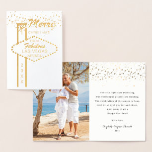 Carte Dorée Joyeux Noël de Las Vegas Photo Foil Card