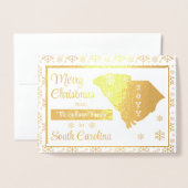 Carte Dorée Joyeux Noël de l'Etat de Caroline du Sud | Photo (Devant avec enveloppe)