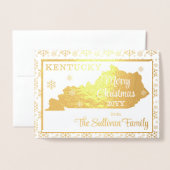 Carte Dorée Joyeux Noël de l'Etat du Kentucky | Photo (Devant avec enveloppe)