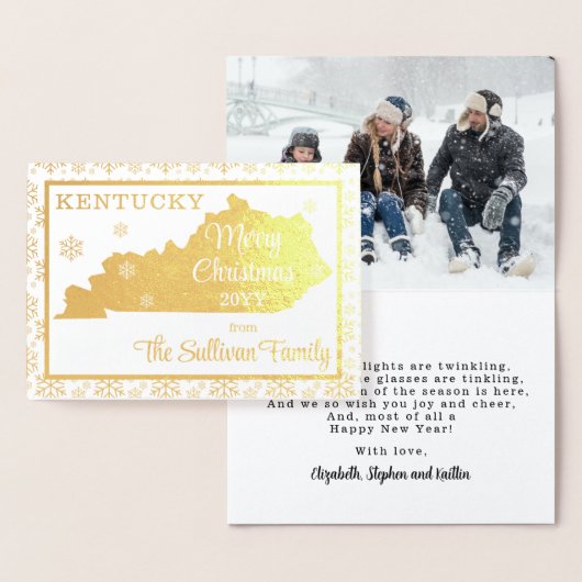 Carte Dorée Joyeux Noël de l'Etat du Kentucky | Photo (Affichage)